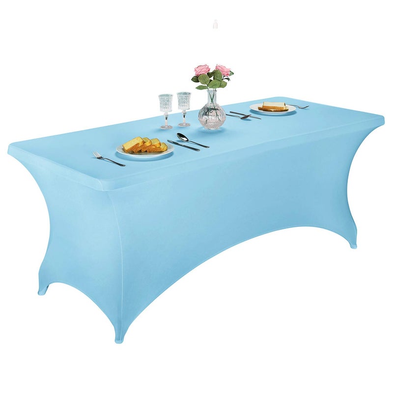 LZY Spandex Fitted Stretch Table Cover for 6 ft or 4ft or 8ft Folding Table, Rectangular Cocktail Tablecloth, Perfect for Party or Banquet - Image 1